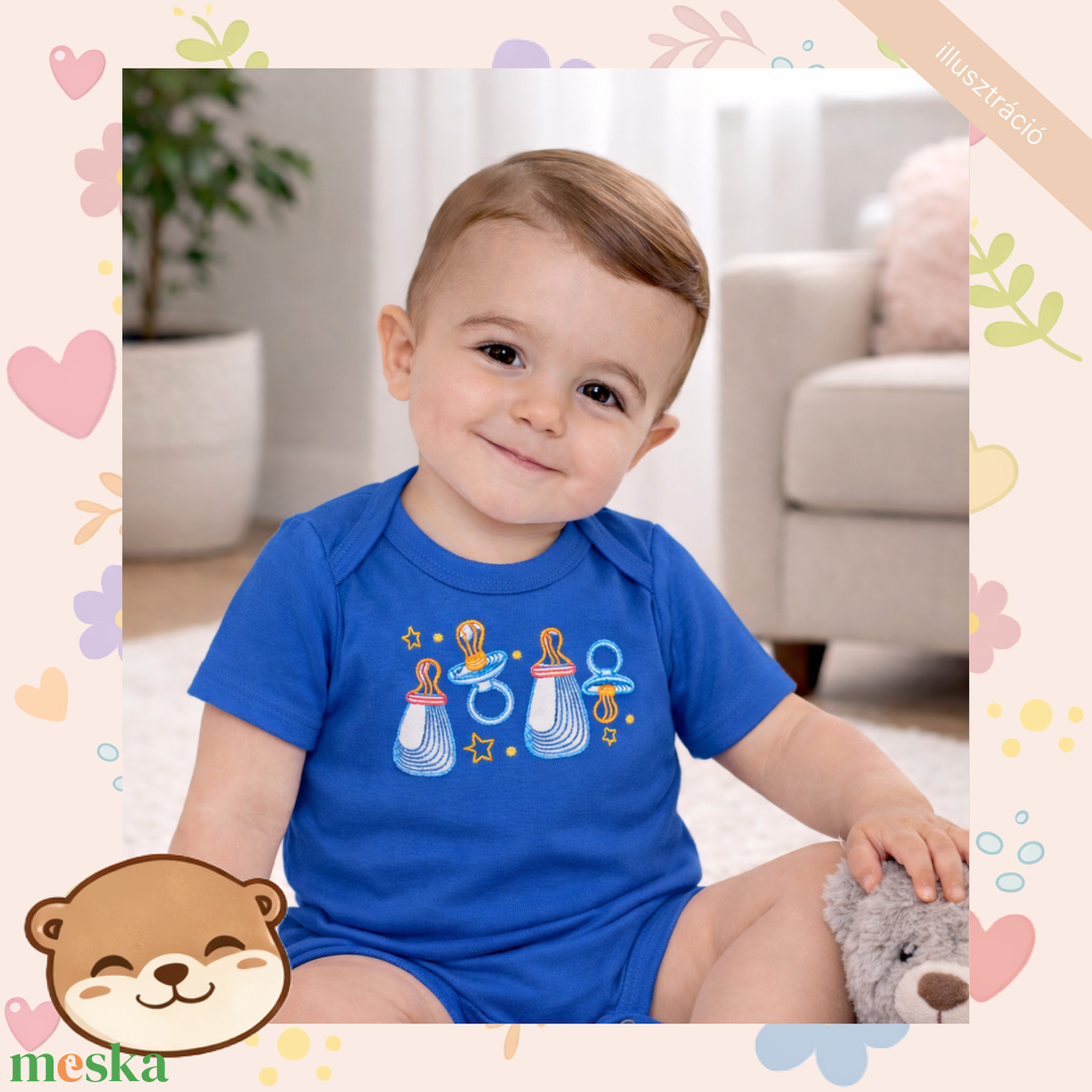 Cumisüveg mintás hímzett baba body � személyre szabható, puha pamut body fiúknak és lányoknak, egyedi ajándék - baba - mama - babaruházat - baba body - Meska.hu