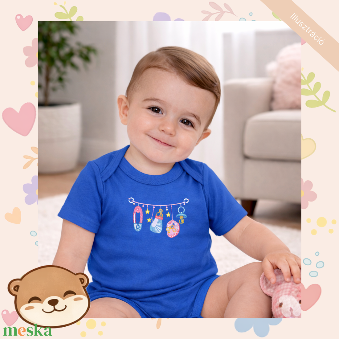 Cuki mintás hímzett baba body � személyre szabható, puha pamut body fiúknak és lányoknak, egyedi ajándék - baba - mama - babaruházat - baba body - Meska.hu