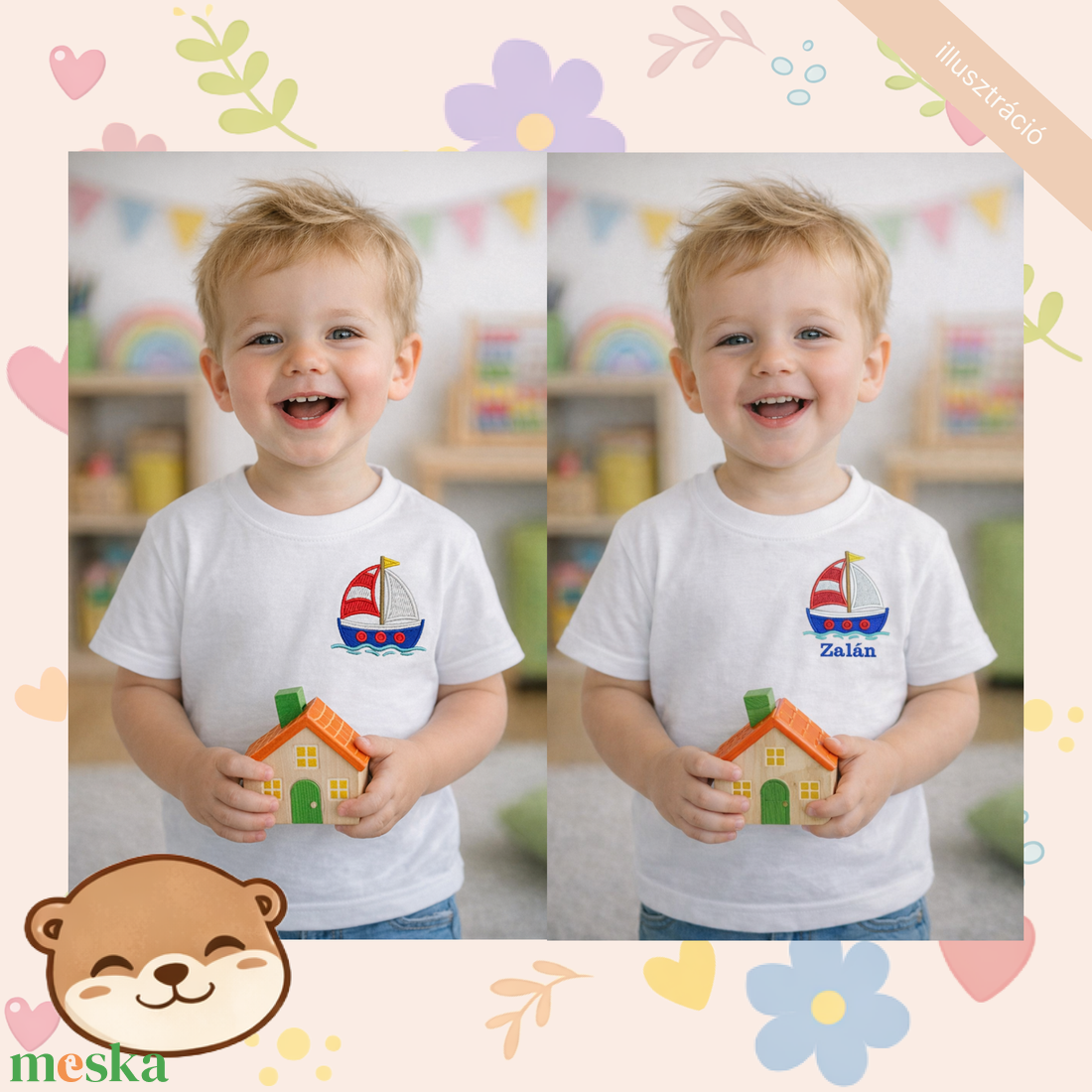 Ovis jeles hímzett kisgyermek póló � bölcsődei és óvodai jellel, névvel is személyre szabható, puha pamut ajándék póló - ruha & divat - gyerekruha - póló - Meska.hu