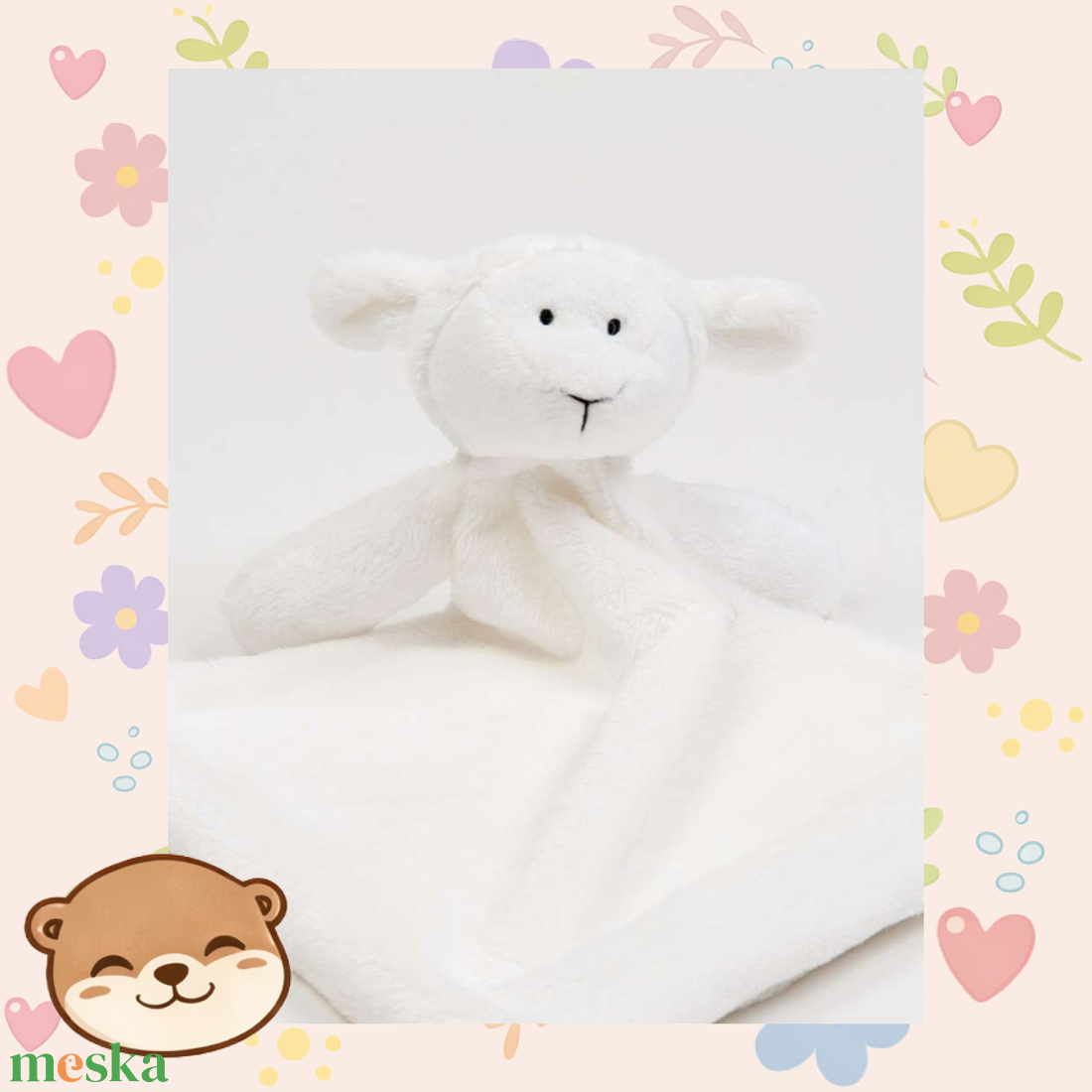 Bárányos szundikendő névreszóló hímzéssel � puha alvótárs babáknak, hímzett névvel - baba - mama - baba játékok - szundikendő, alvóka - Meska.hu
