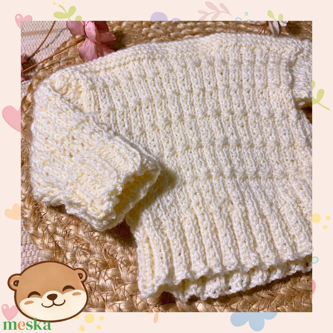 Kézzel kötött baba pulóver, egyedi méretre, puha ajándék - baba - mama - babaruházat - baba pulóver - Meska.hu