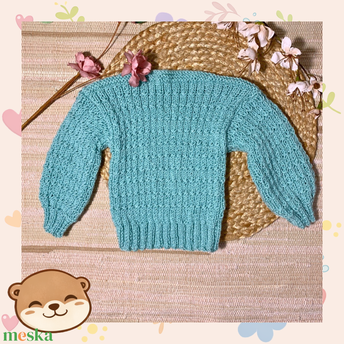 Kézzel kötött baba pulóver, egyedi méretre, puha ajándék - baba - mama - babaruházat - baba pulóver - Meska.hu