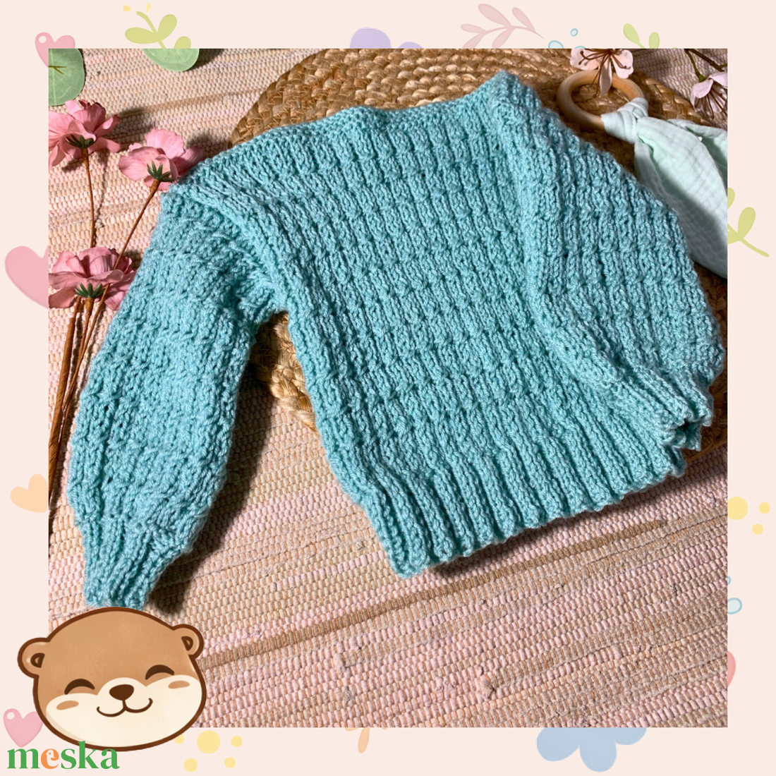 Kézzel kötött baba pulóver, egyedi méretre, puha ajándék - baba - mama - babaruházat - baba pulóver - Meska.hu