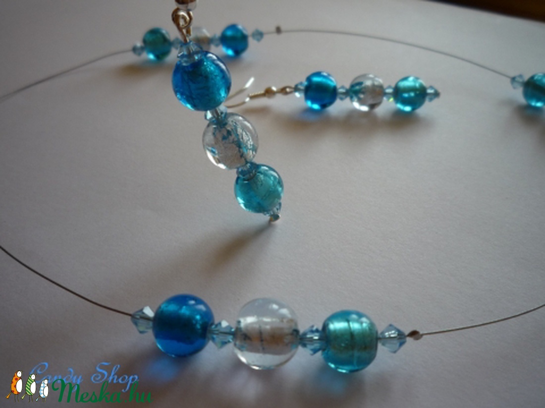 Kék Swarovski ékszer szett - fülbevaló,nyaklánc - - Meska.hu Kék Swarovski ékszer szett - fülbevaló,nyaklánc - - Meska.hu