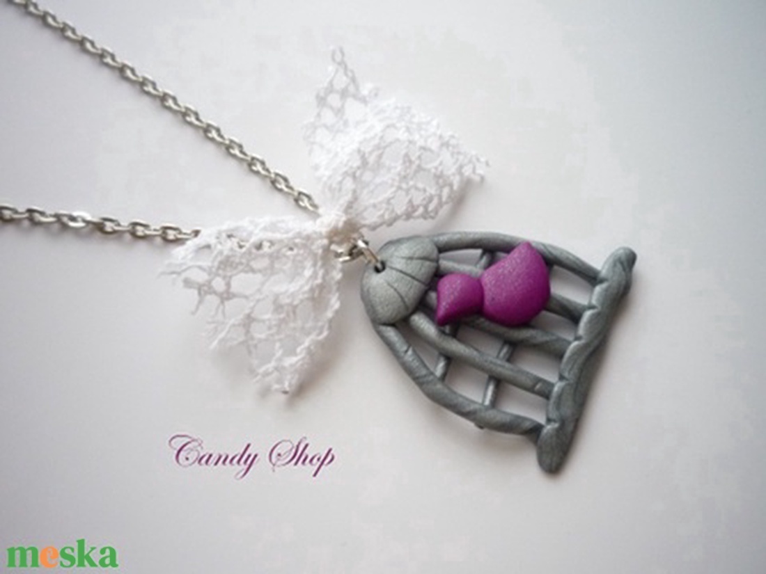 Vintage csipkés madárkalitka - ékszer - nyaklánc - medálos nyaklánc - Meska.hu