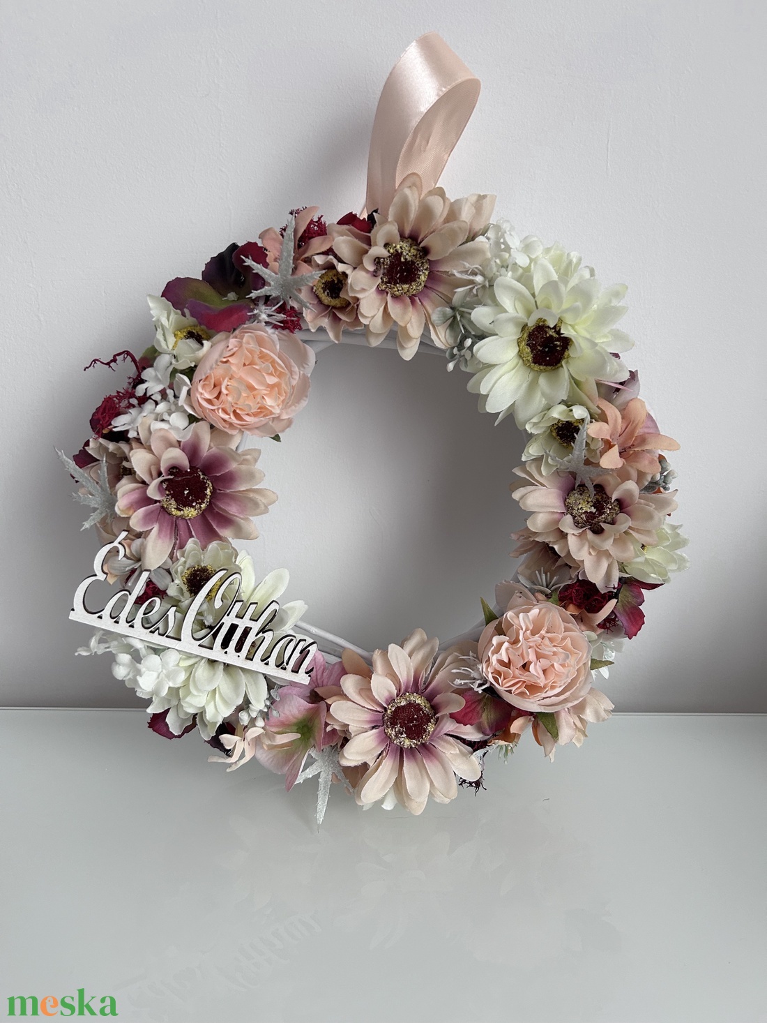 Virágos ajtó dekoráció, kopogtató tavaszi nyári édes otthon - otthon & életmód - dekoráció - ajtó- és ablak dekoráció - ajtódísz & kopogtató - Meska.hu