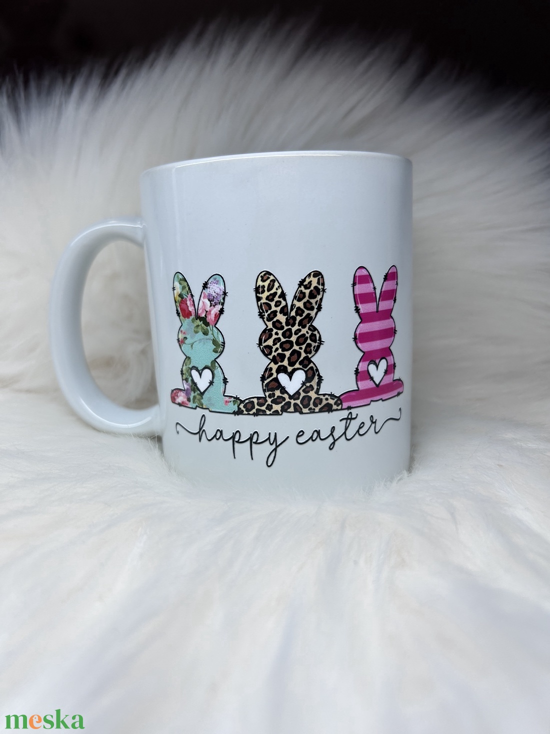 Húsvéti nyuszis bögre, Happy Easter  - otthon & életmód - konyhafelszerelés, tálalás - tálalás - bögre & csésze - Meska.hu