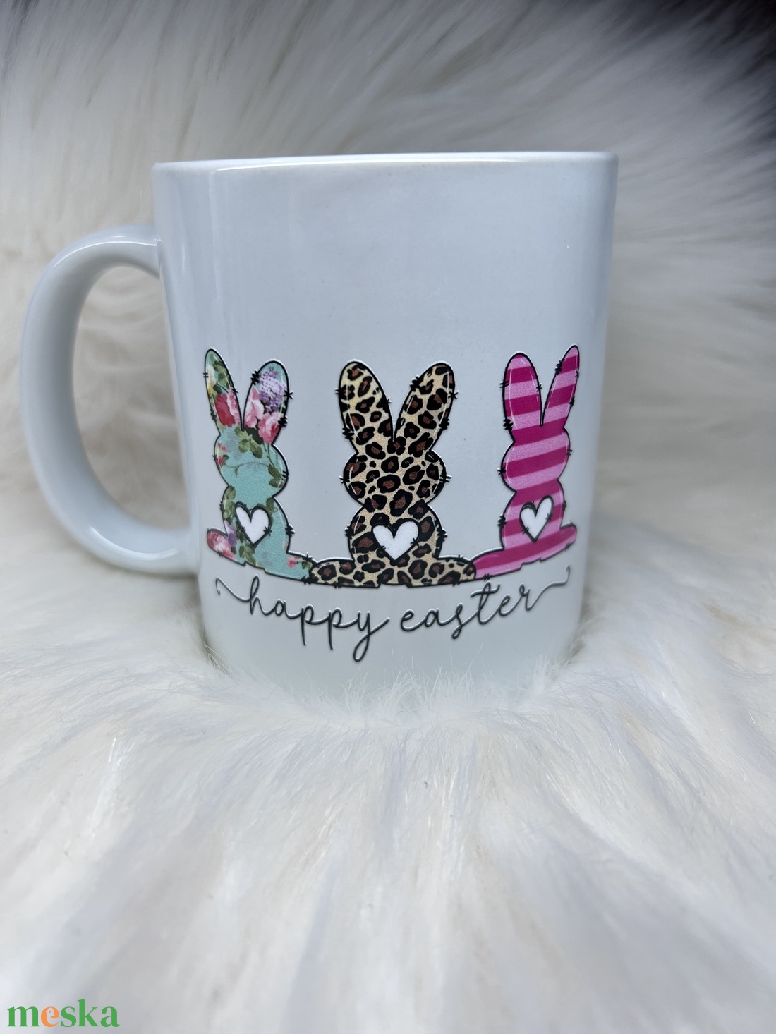 Húsvéti nyuszis bögre, Happy Easter  - otthon & életmód - konyhafelszerelés, tálalás - tálalás - bögre & csésze - Meska.hu