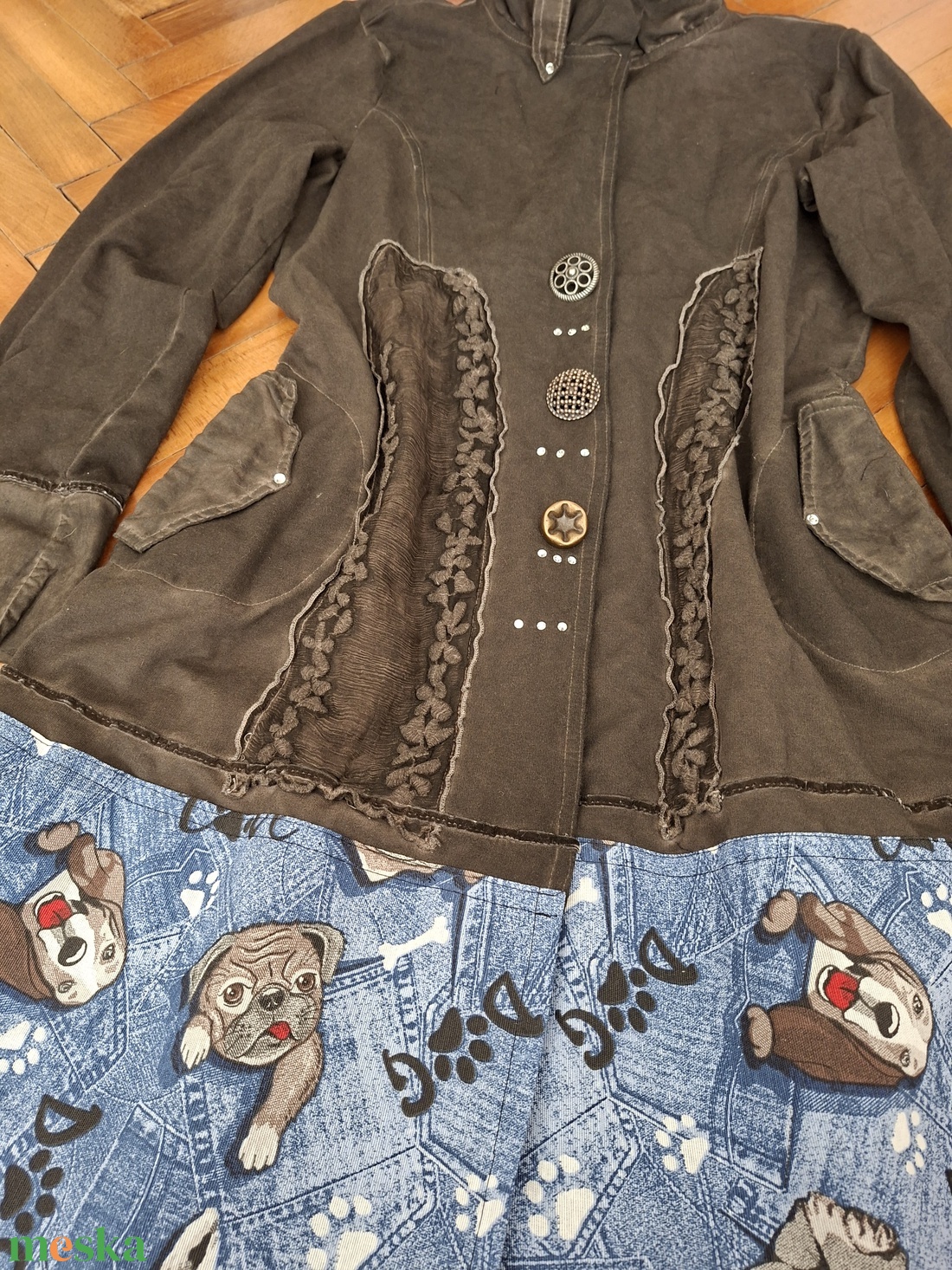 Egyedi, hosszú, bohém, vintage, kutyás női kardigán XL/XXL - ruha & divat - női ruha - kardigánok - Meska.hu