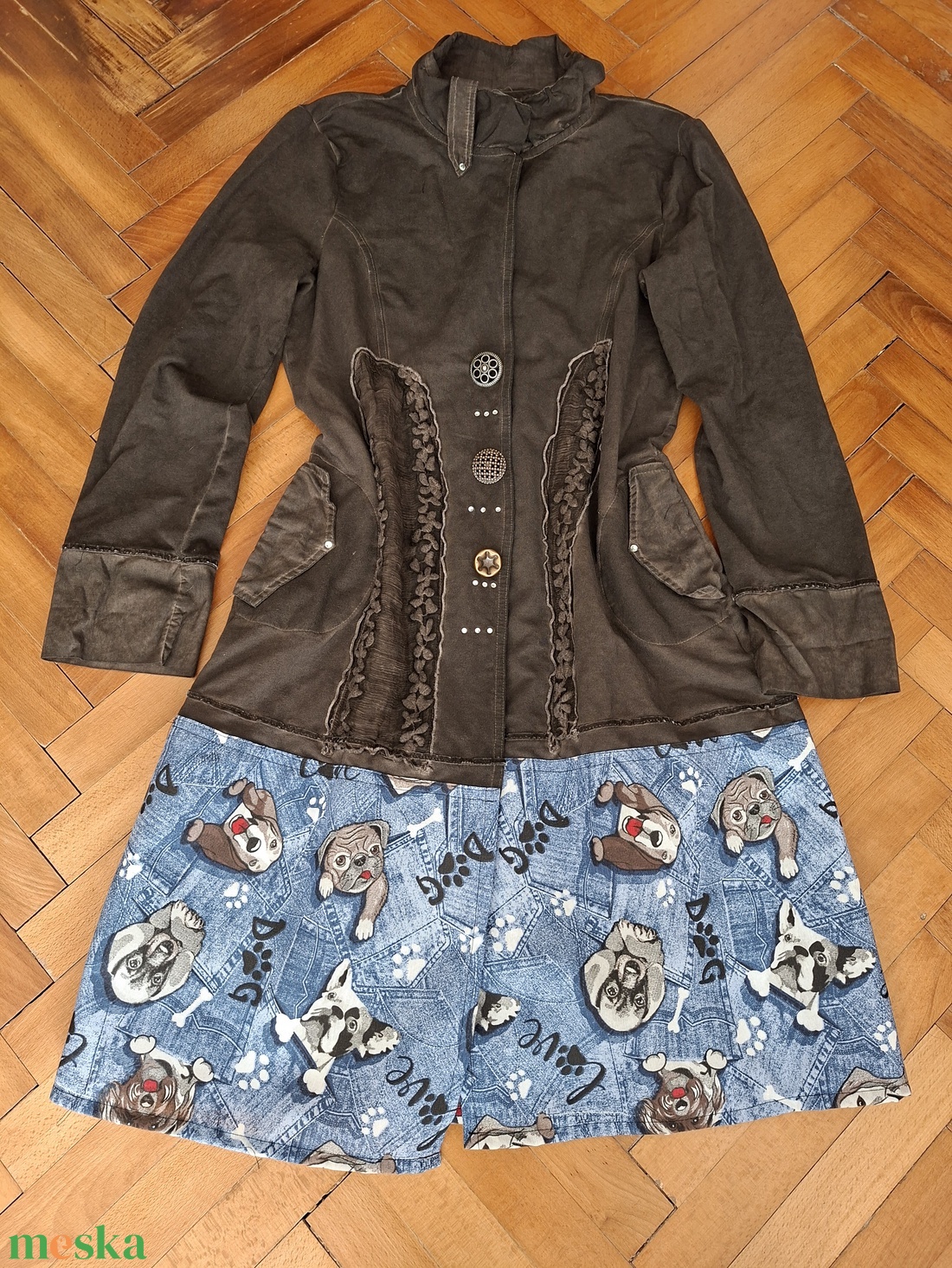 Egyedi, hosszú, bohém, vintage, kutyás női kardigán XL/XXL - ruha & divat - női ruha - kardigánok - Meska.hu