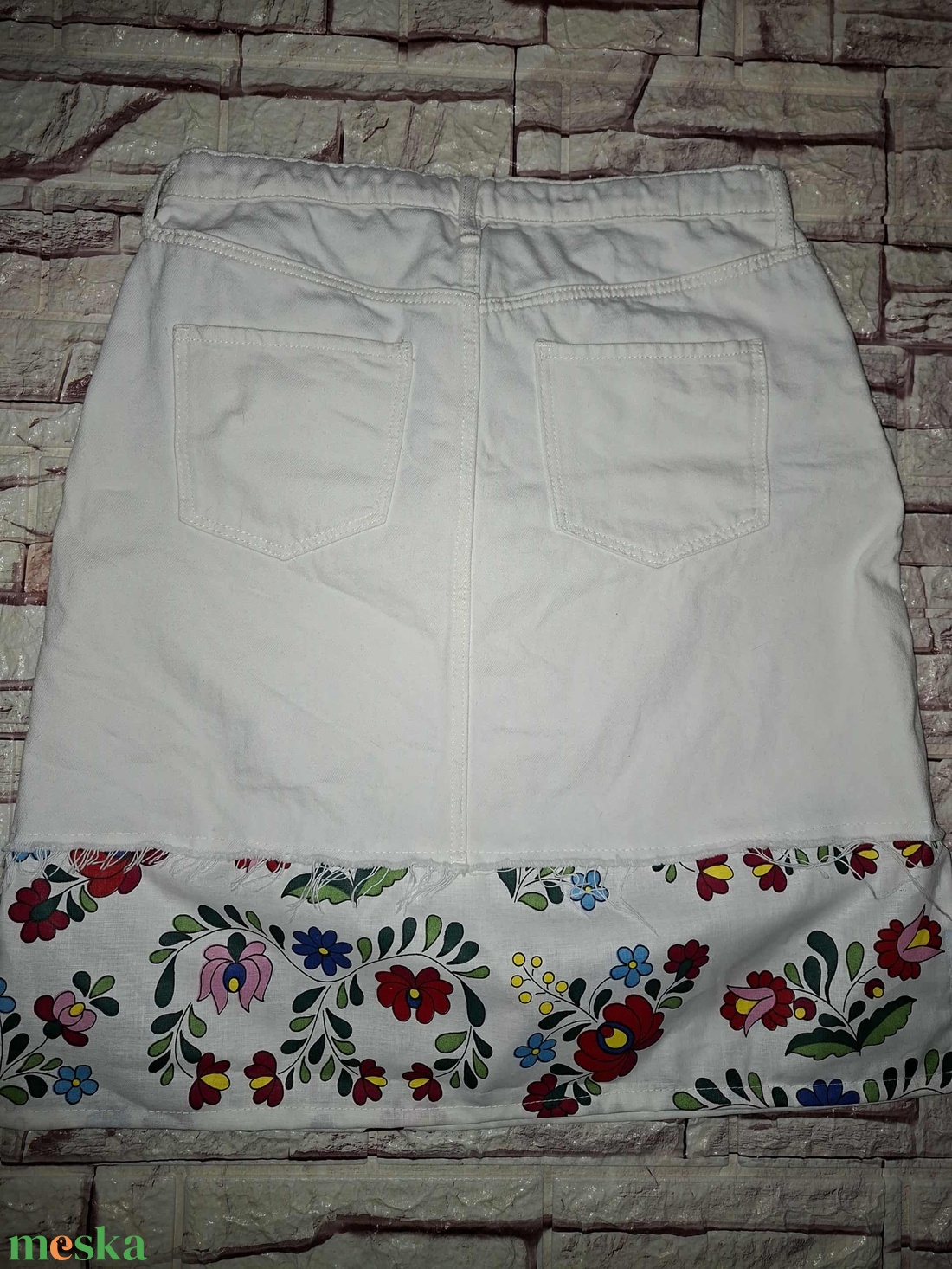 Kalocsai mintás farmer szoknya S - es - ruha & divat - női ruha - szoknya - Meska.hu