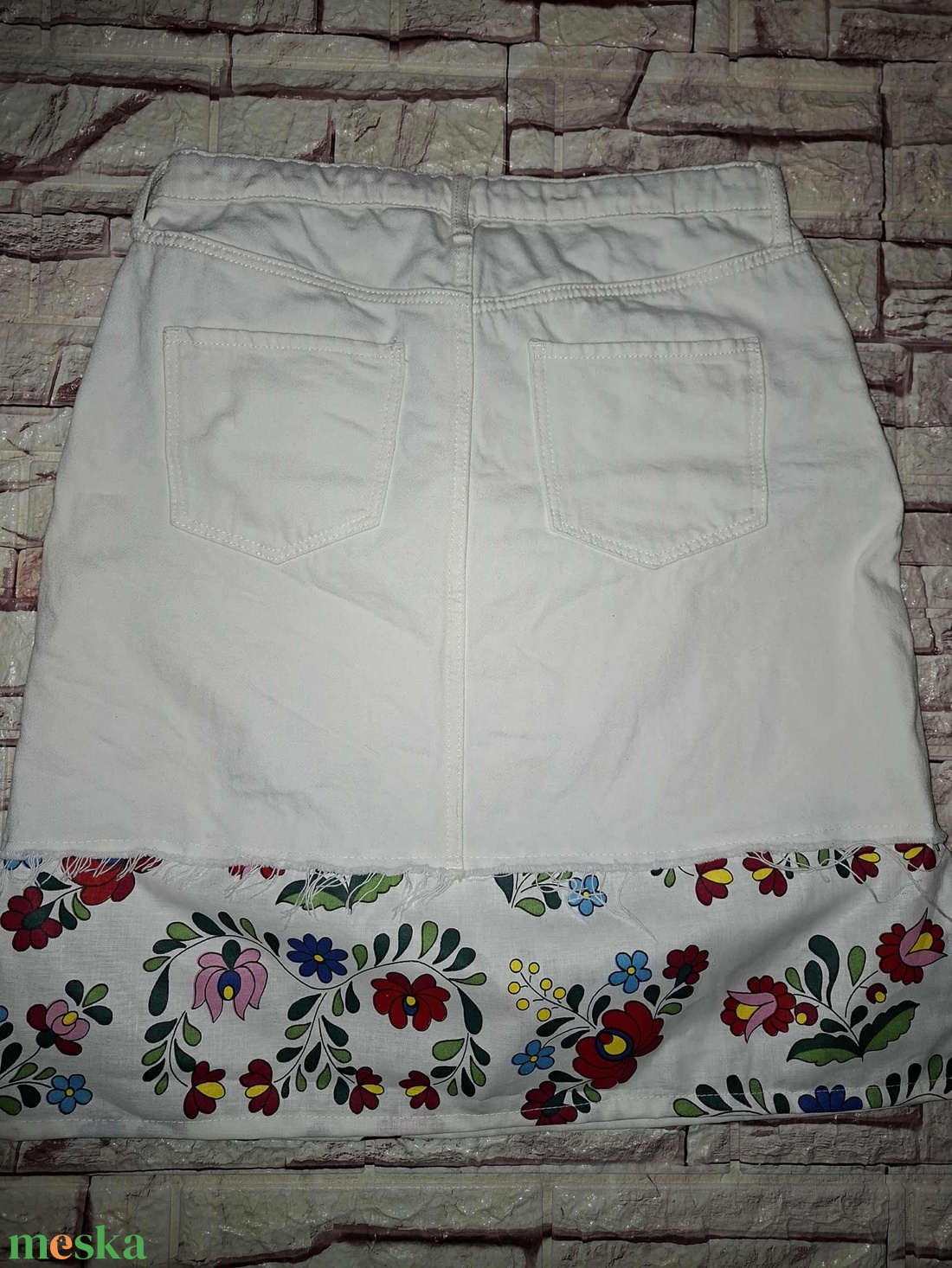 Kalocsai mintás farmer szoknya S - es - ruha & divat - női ruha - szoknya - Meska.hu