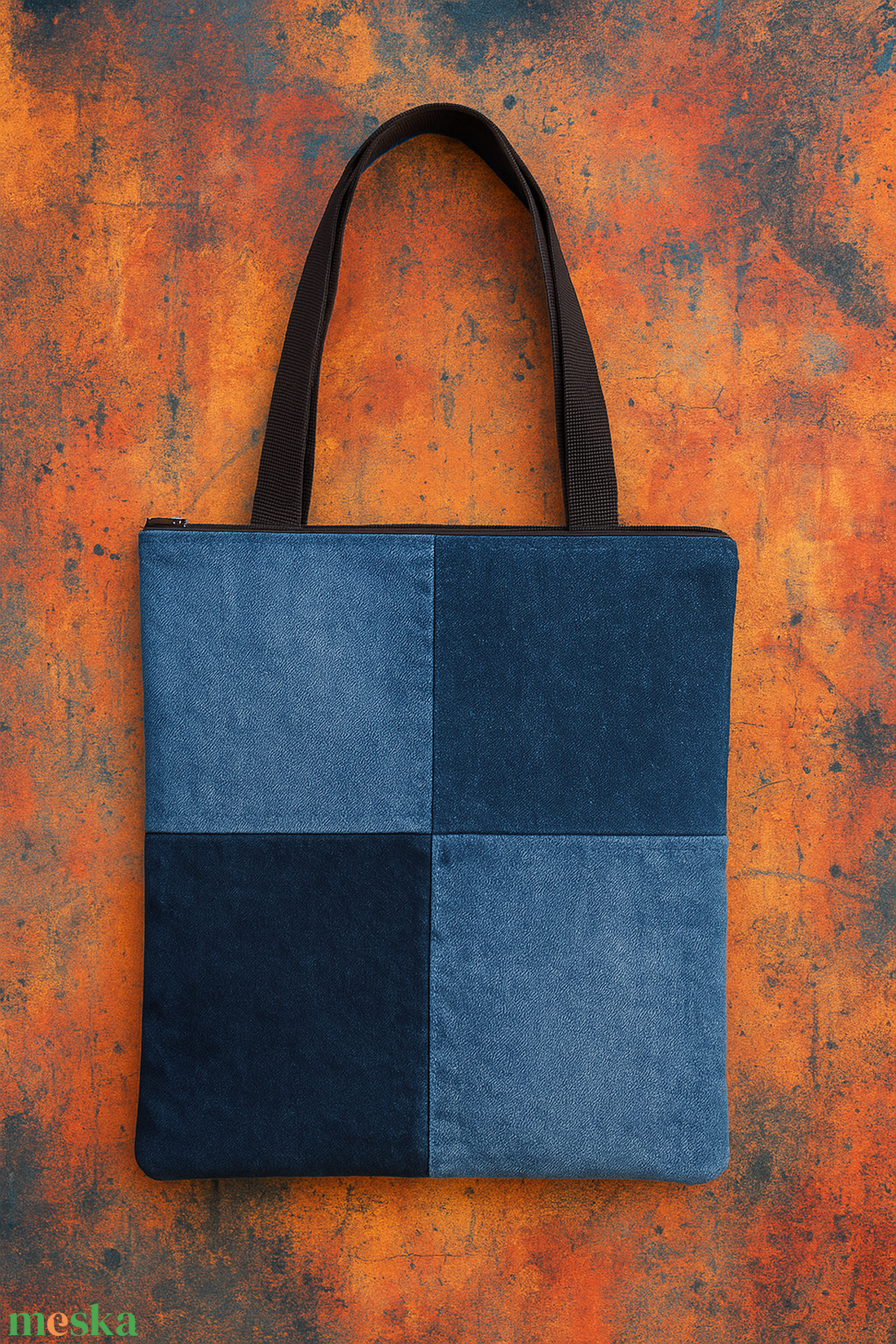 Cipzáros, bélelt, farmer bevásárló táska - táska & tok - bevásárlás & shopper táska - shopper, textiltáska, szatyor - Meska.hu