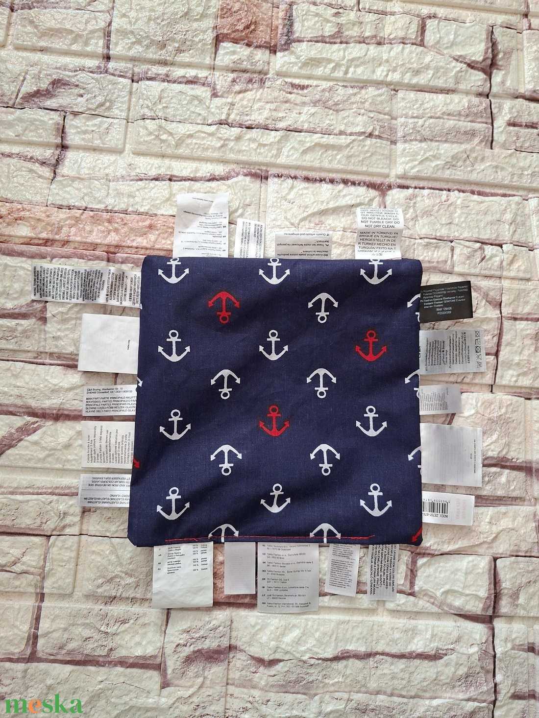 Matróz mintás címkerongyi - baba - mama - baba játékok - szundikendő, alvóka - Meska.hu