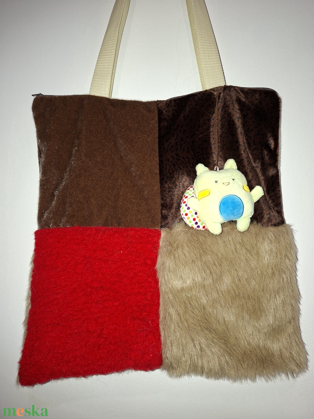 Bohém bevásárló táska - Cipzáros, bélelt pakolós táska - táska & tok - bevásárlás & shopper táska - shopper, textiltáska, szatyor - Meska.hu