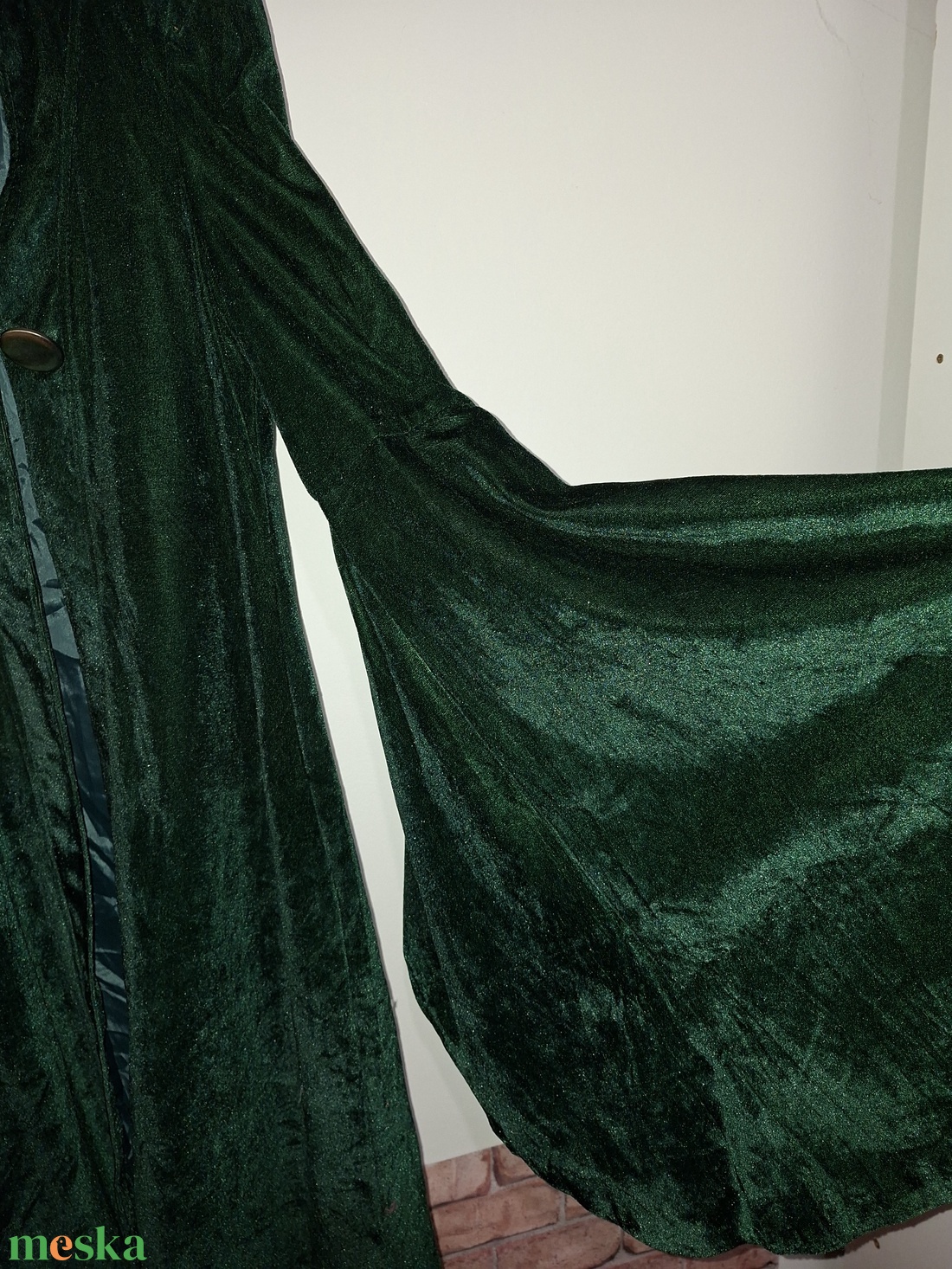Hosszú, smaragdzöld színű női cosplay köpeny XS - ruha & divat - jelmez & álarc - jelmez - Meska.hu