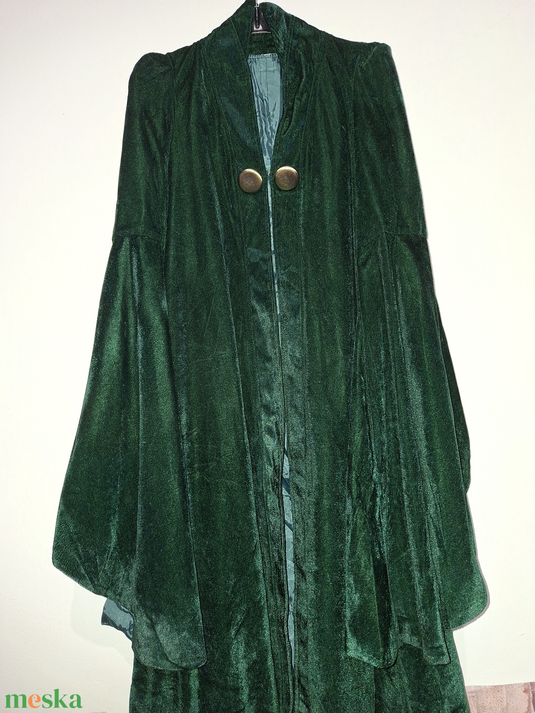 Hosszú, smaragdzöld színű női cosplay köpeny XS - ruha & divat - jelmez & álarc - jelmez - Meska.hu