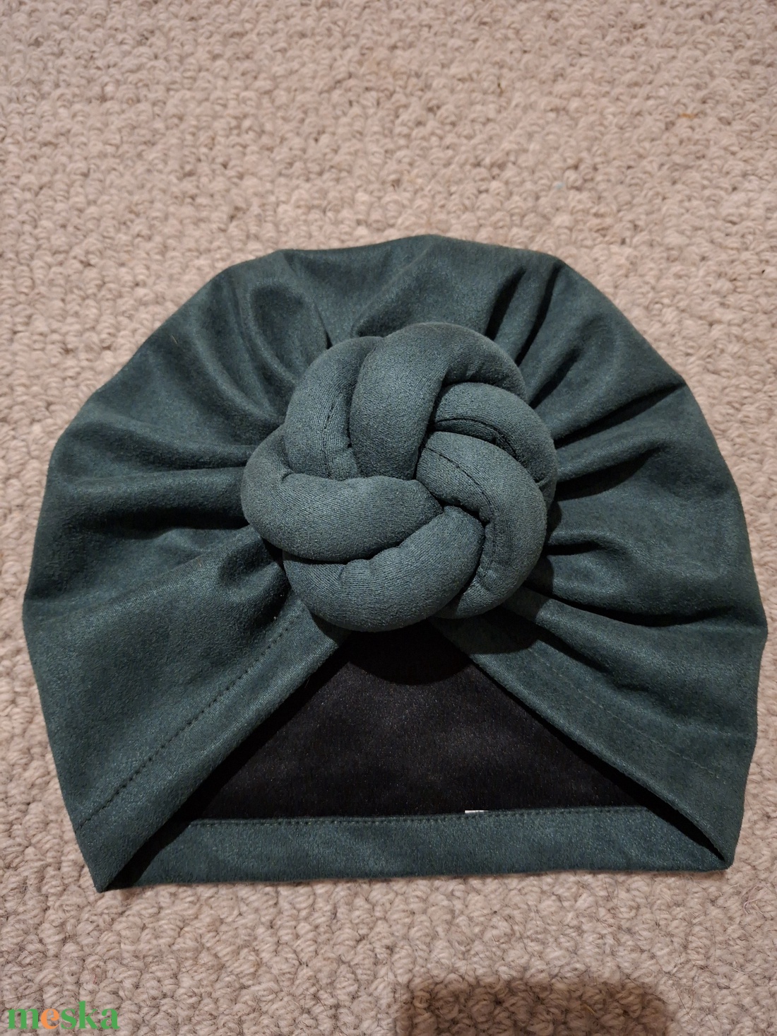 Sötétzöld színű női turbán - ruha & divat - sál, sapka, kendő - sapka - Meska.hu