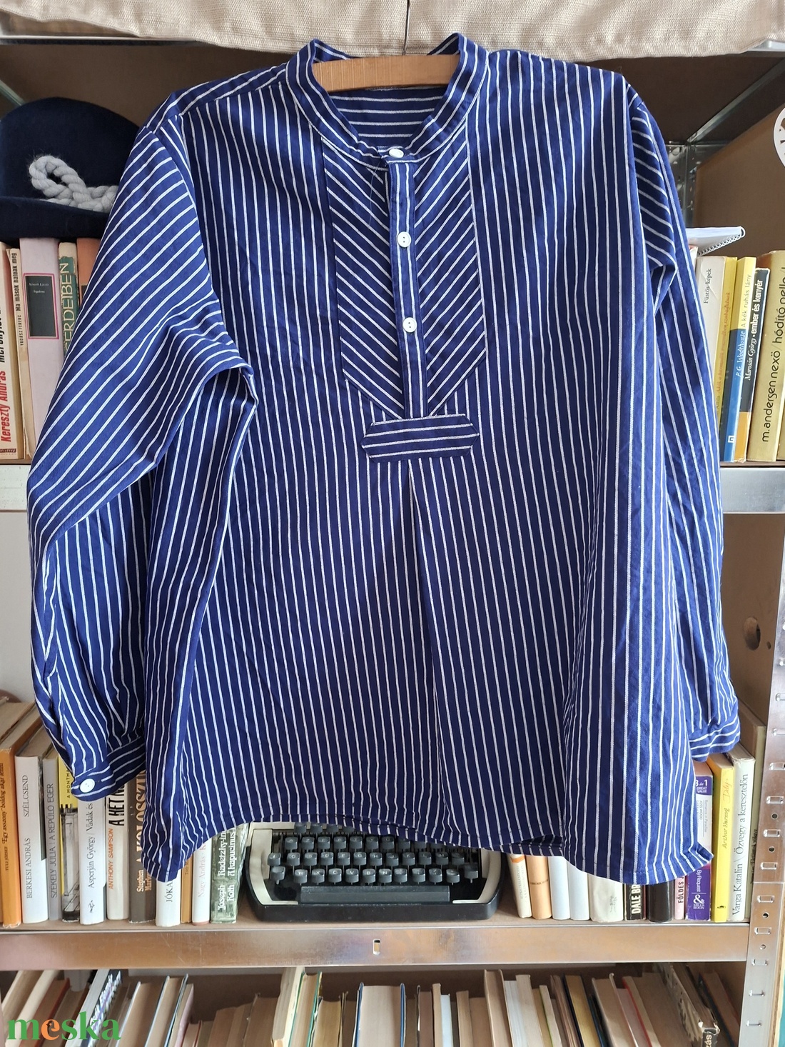 Tengerész csíkos női tunika - Matróz stílusú blúz/felsőrész (nagyobb méret) - ruha & divat - női ruha - tunika - Meska.hu