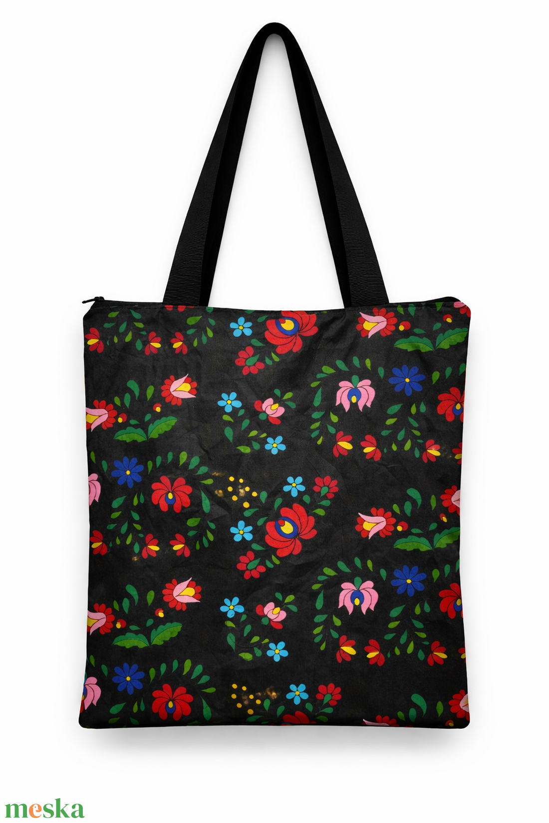 Cipzáros, bélelt, matyó mintás bevásárló táska - táska & tok - bevásárlás & shopper táska - shopper, textiltáska, szatyor - Meska.hu