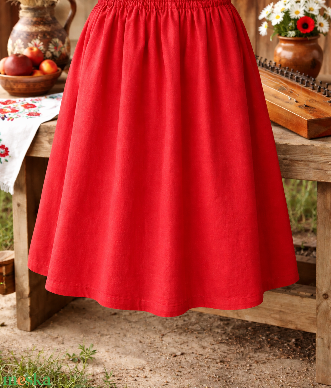 Piros színű, extra pörgős néptánc szoknya 50 cm - ruha & divat - női ruha - szoknya - Meska.hu