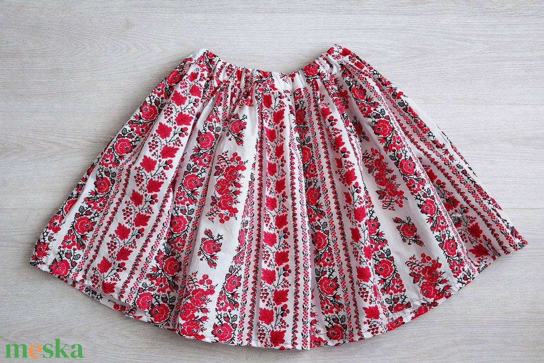 Folklór virágmintás, pörgős néptánc szoknya 45 cm - ruha & divat - női ruha - szoknya - Meska.hu