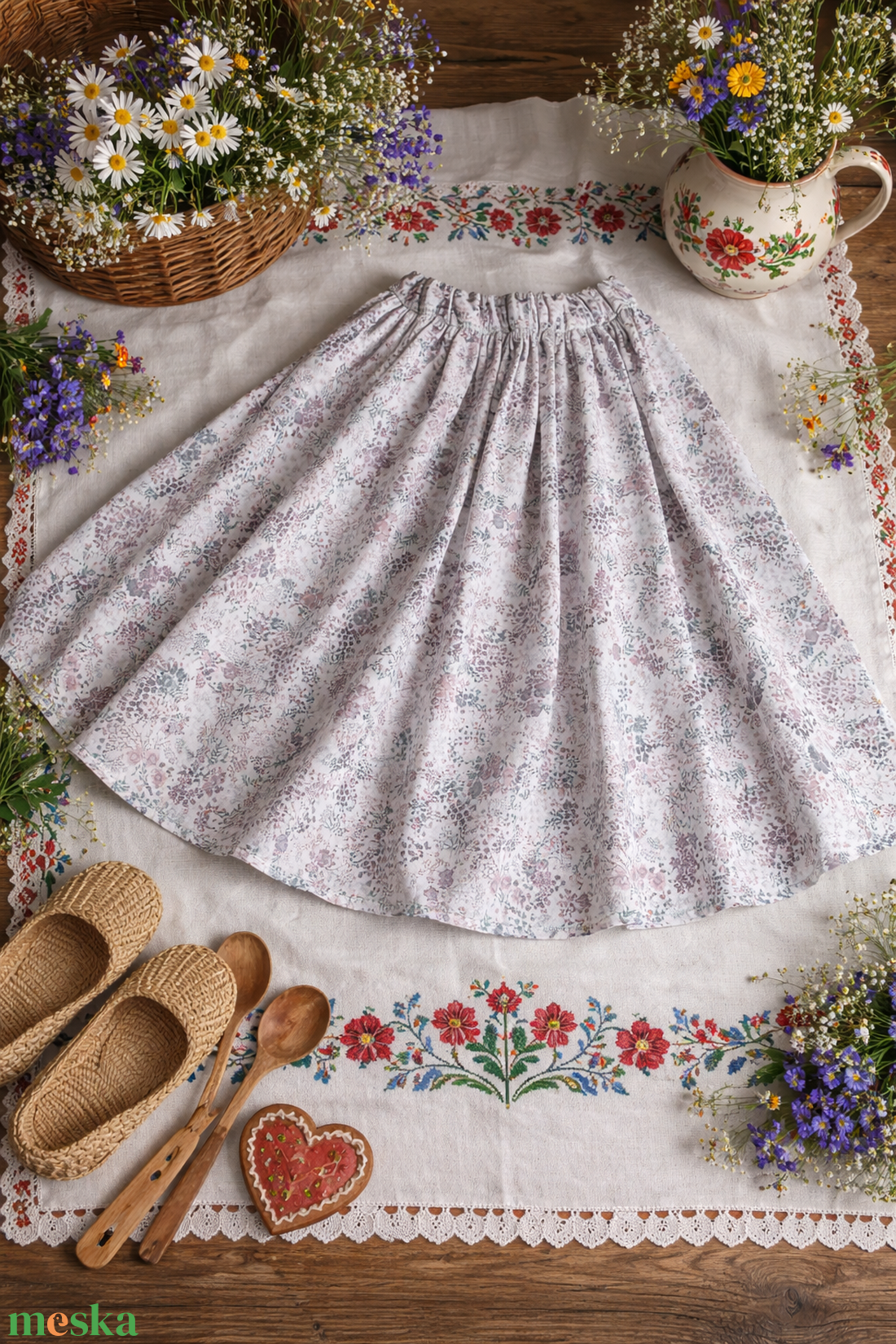 Extra pörgős néptánc szoknya 45 cm - ruha & divat - női ruha - szoknya - Meska.hu