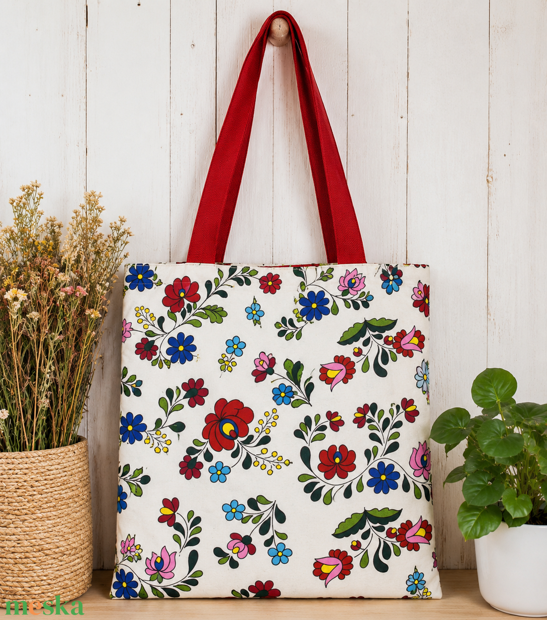 Matyó mintás bevásárló táska - táska & tok - bevásárlás & shopper táska - shopper, textiltáska, szatyor - Meska.hu