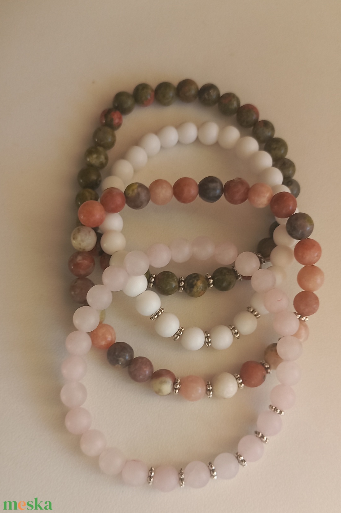 Rózsakvarc szívcsakra ásványkarkötő - ékszer - karkötő - ásványkarkötő - Meska.hu