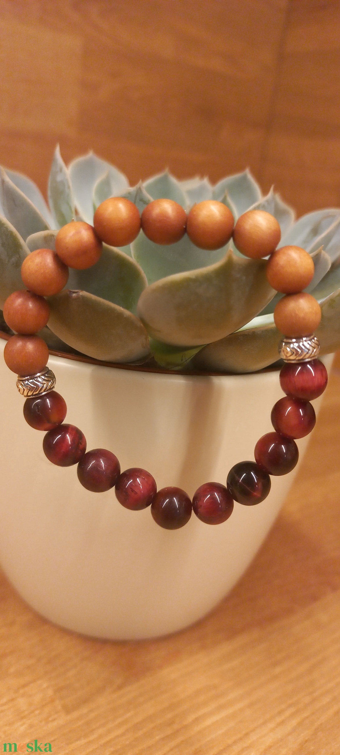 Magenta Tigrisszem-Szantálfa ásványkarkötő - ékszer - karkötő - ásványkarkötő - Meska.hu