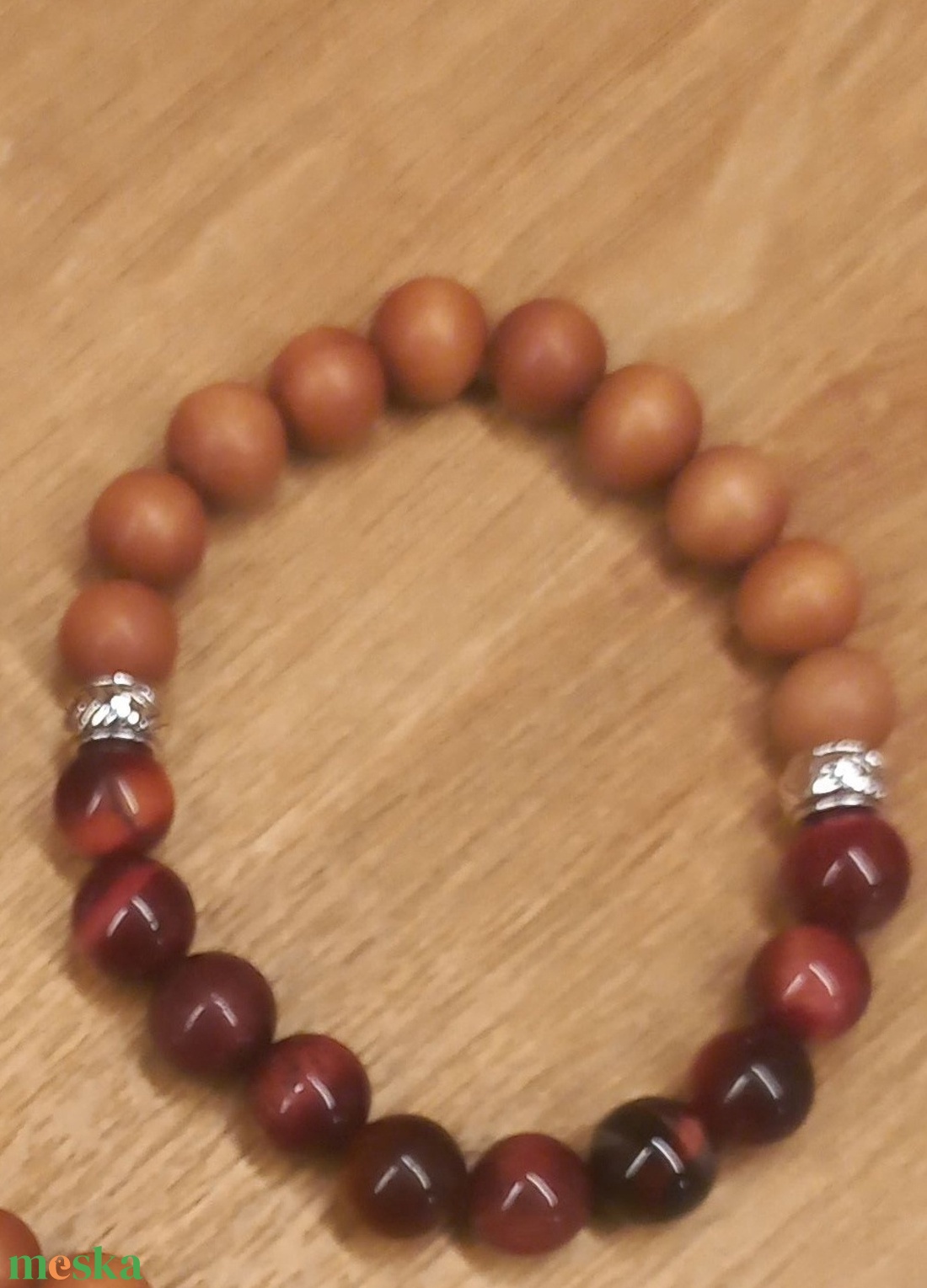 Magenta Tigrisszem-Szantálfa ásványkarkötő - ékszer - karkötő - ásványkarkötő - Meska.hu