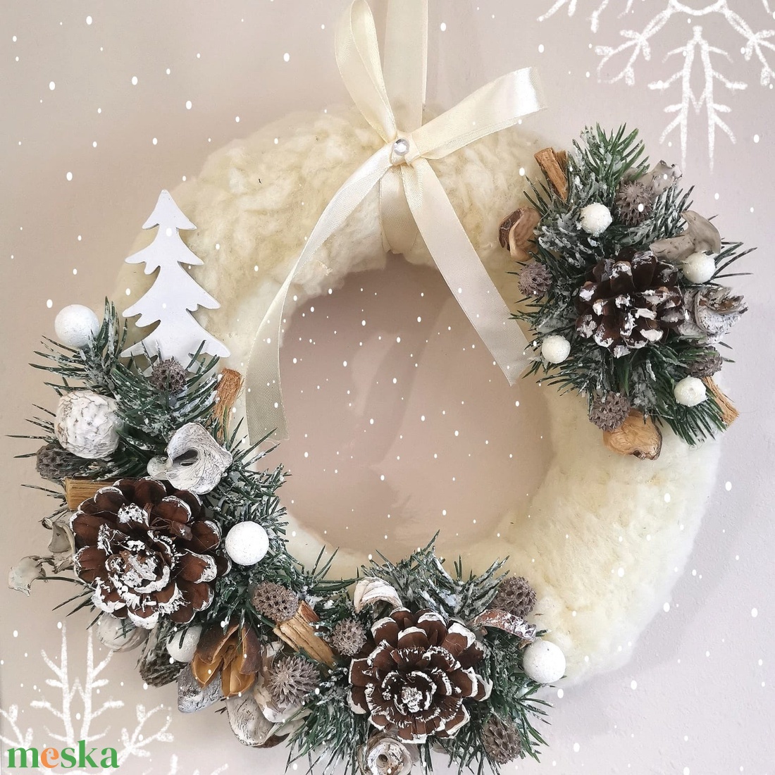 Téli ajtódísz - karácsony - karácsonyi lakásdekoráció - karácsonyi ajtódíszek - Meska.hu