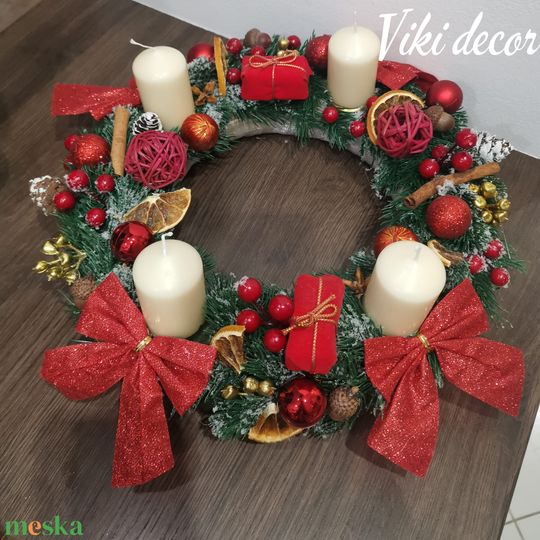 Retro adventi koszorú - karácsony - adventi díszek - adventi koszorú - Meska.hu