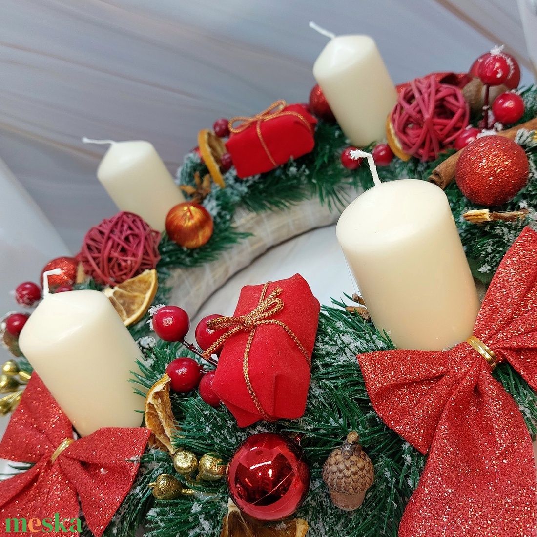 Retro adventi koszorú - karácsony - adventi díszek - adventi koszorú - Meska.hu