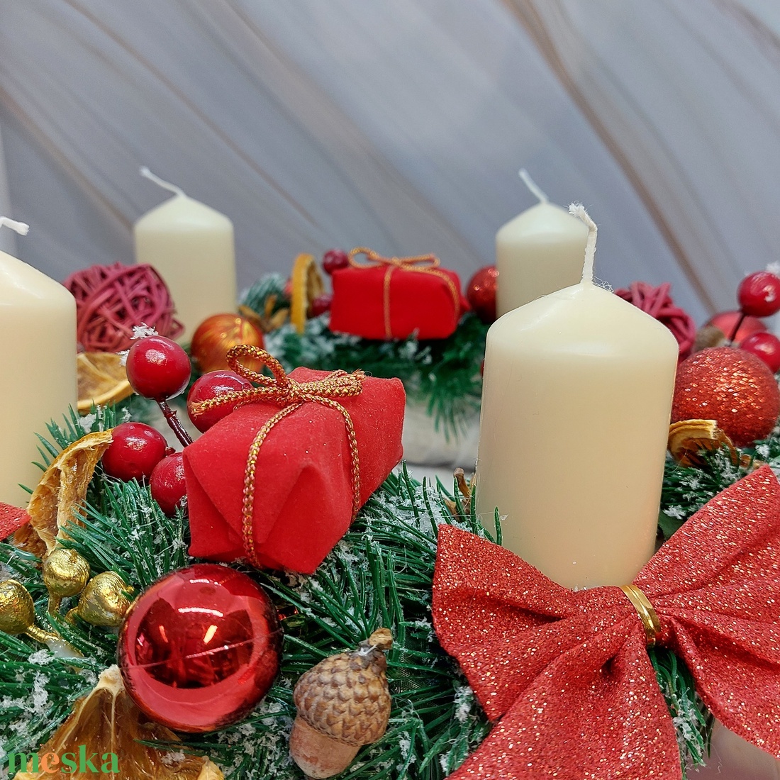 Retro adventi koszorú - karácsony - adventi díszek - adventi koszorú - Meska.hu