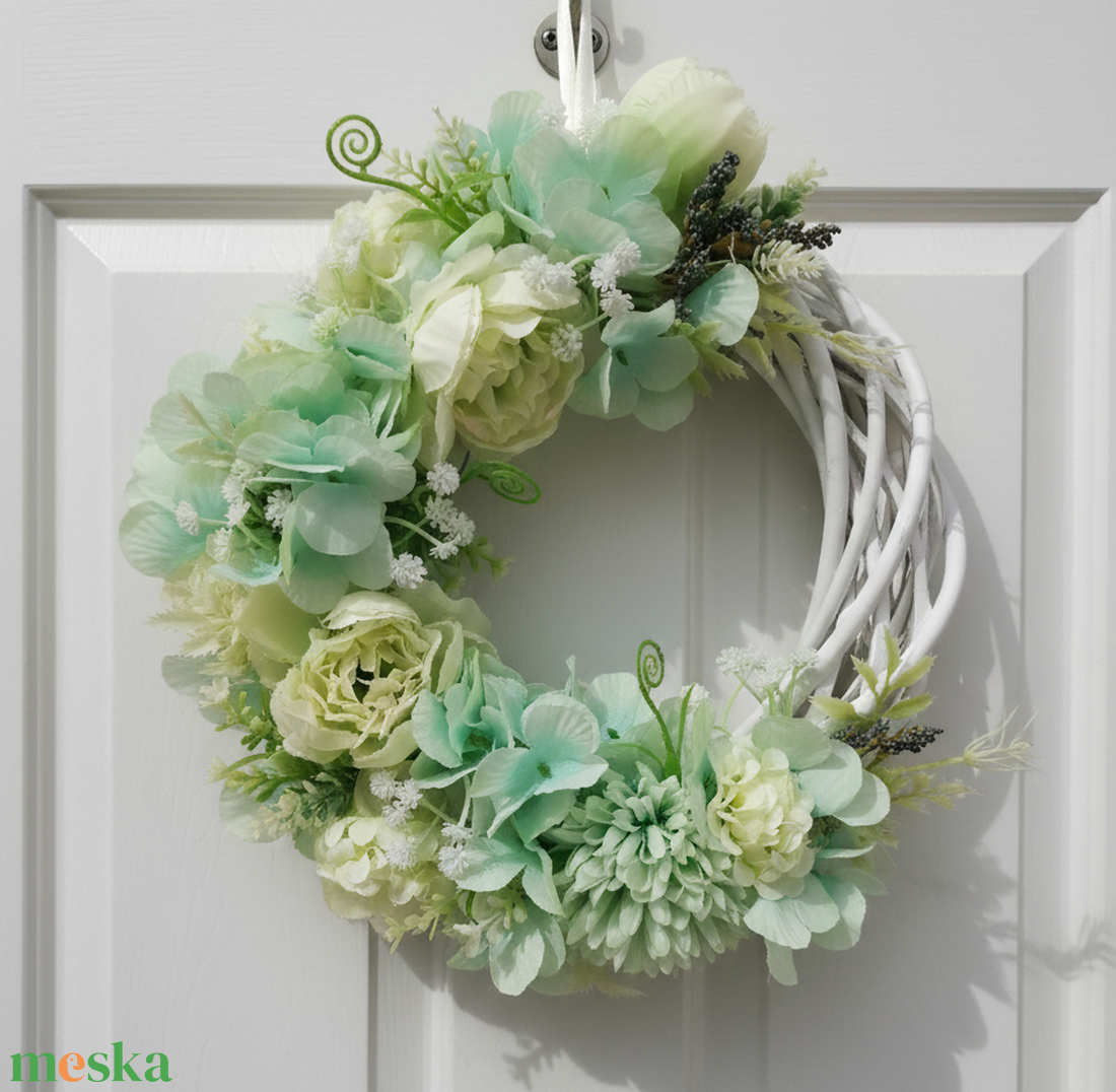 Virágos ajtódísz - ünnepi díszek, dekorációk - húsvéti díszek és dekorációk - húsvéti ajtódísz, kopogtató - Meska.hu