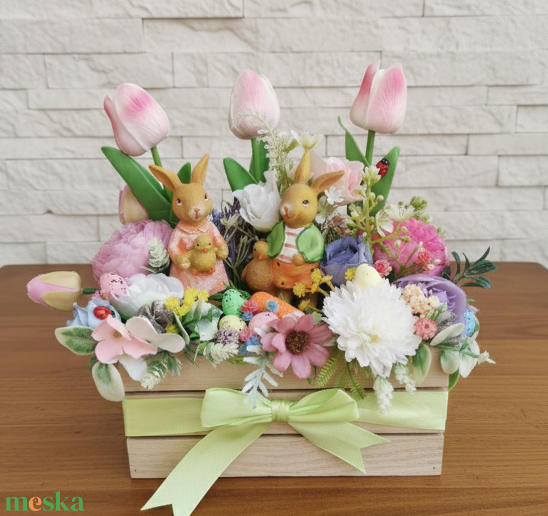 Húsvéti nyuszis asztali dísz - ünnepi díszek, dekorációk - húsvéti díszek és dekorációk - húsvéti asztaldíszek - Meska.hu