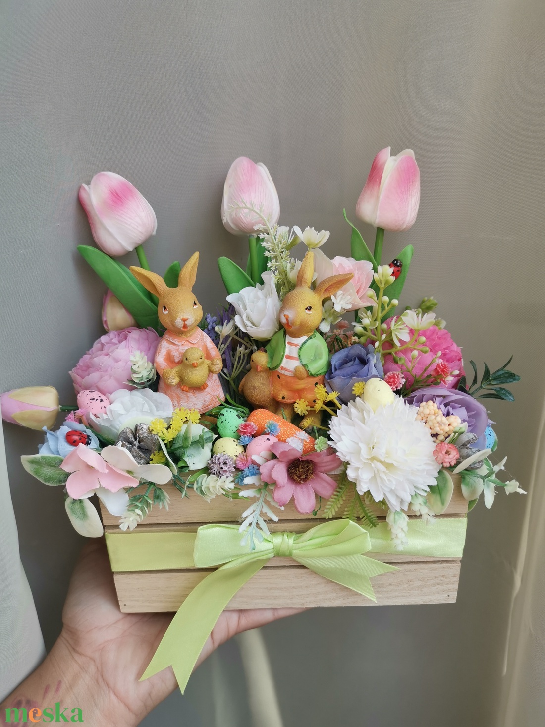 Húsvéti nyuszis asztali dísz - ünnepi díszek, dekorációk - húsvéti díszek és dekorációk - húsvéti asztaldíszek - Meska.hu