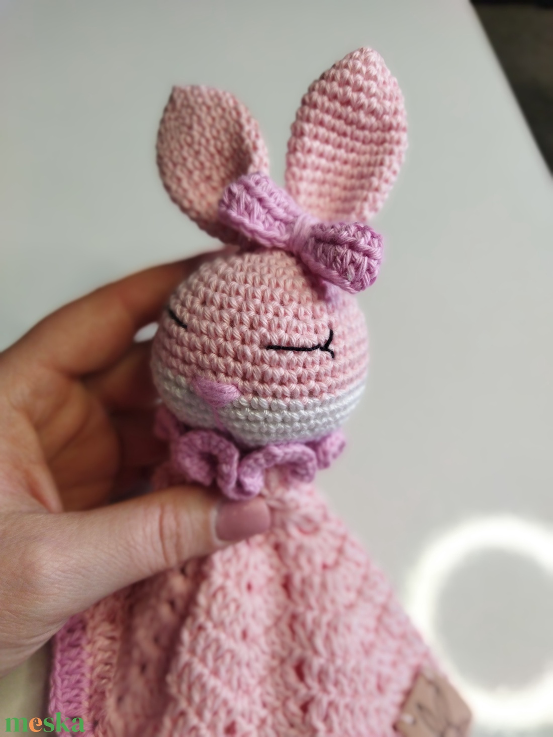 Horgolt nyuszis szundipajti, 25 cm - játék & sport - plüssállat & játékfigura - nyuszi - Meska.hu