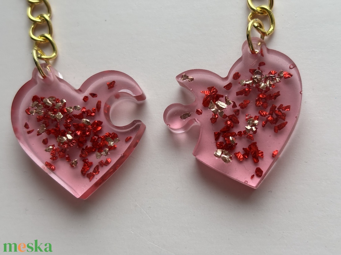 Szíves páros kulcstartó - táska & tok - kulcstartó & táskadísz - kulcstartó - Meska.hu