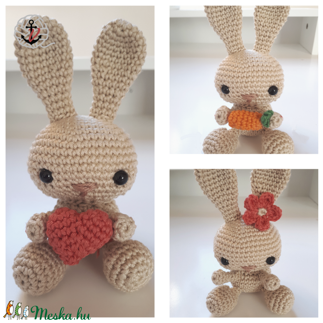 Horgolt kisnyuszi - amigurumi ülő nyuszi - játék & sport - plüssállat & játékfigura - nyuszi - Meska.hu