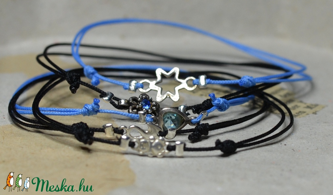 Nefelejcs - kék köves egyszál karkötő ezüst virággal -  - Meska.hu