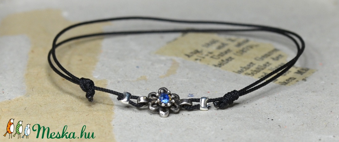 Nefelejcs - kék köves egyszál karkötő ezüst virággal -  - Meska.hu
