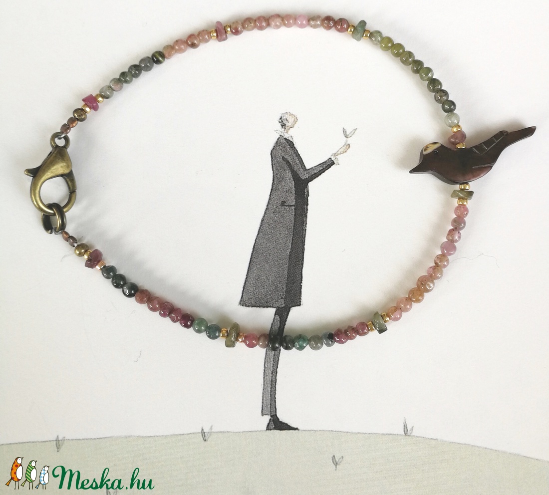 Barna gyöngyház madár karkötő 1.  -  - Meska.hu