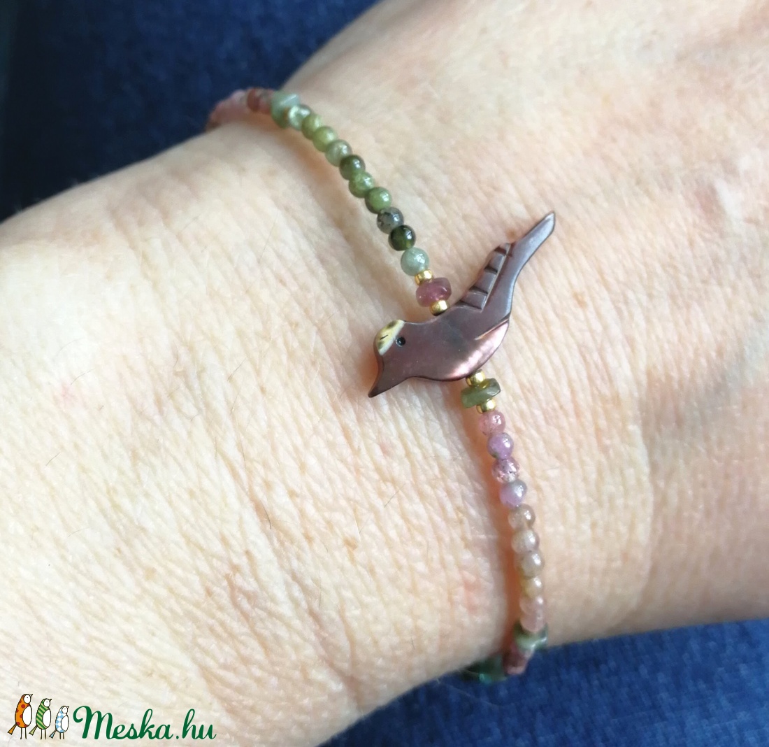 Barna gyöngyház madár karkötő 1.  -  - Meska.hu