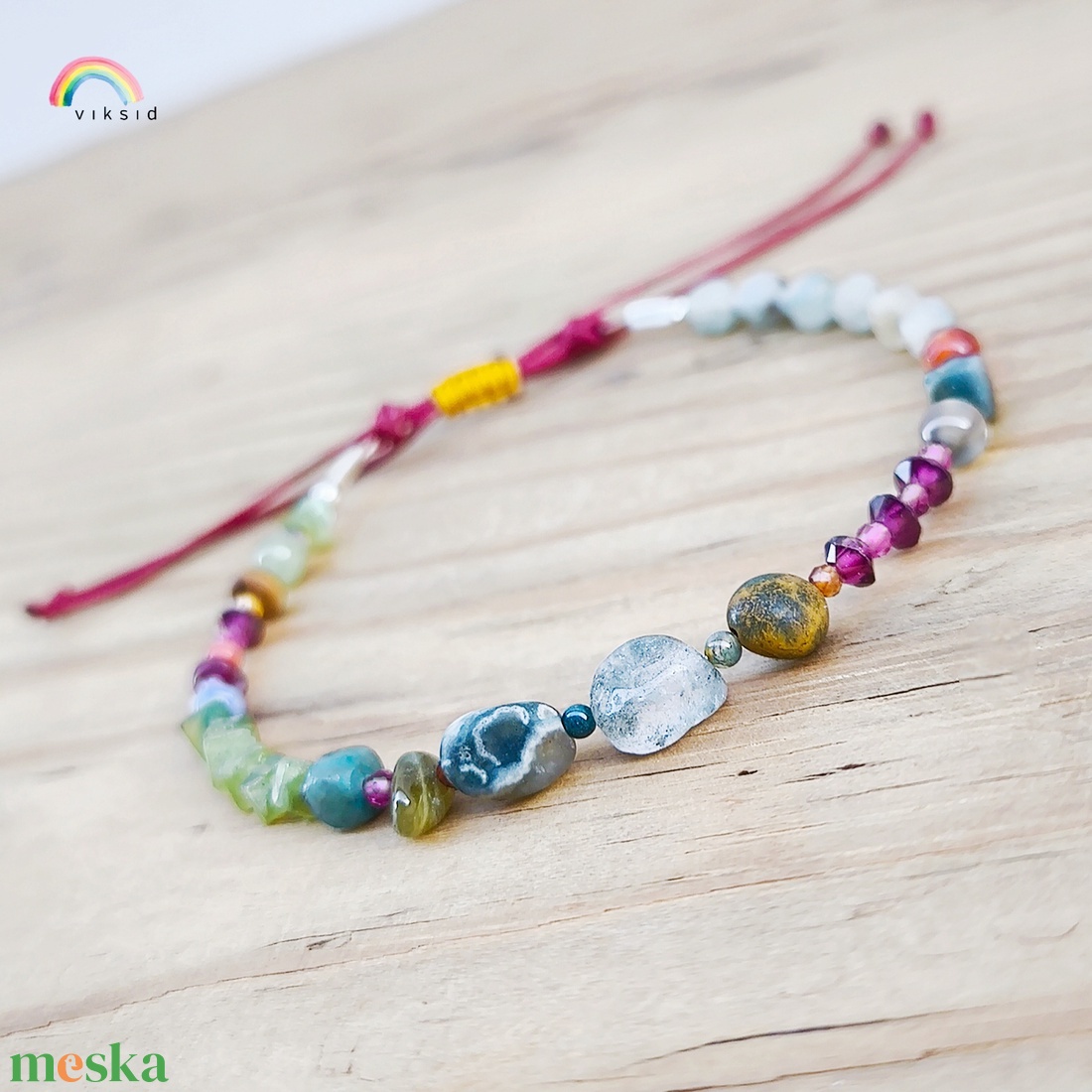Színes ásvány karkötő - ékszer - karkötő - ásványkarkötő - Meska.hu