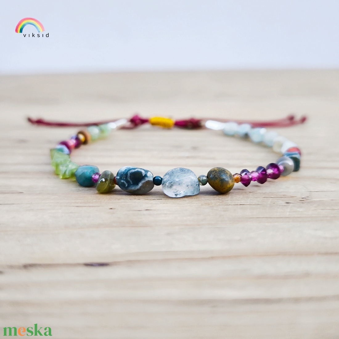 Színes ásvány karkötő - ékszer - karkötő - ásványkarkötő - Meska.hu