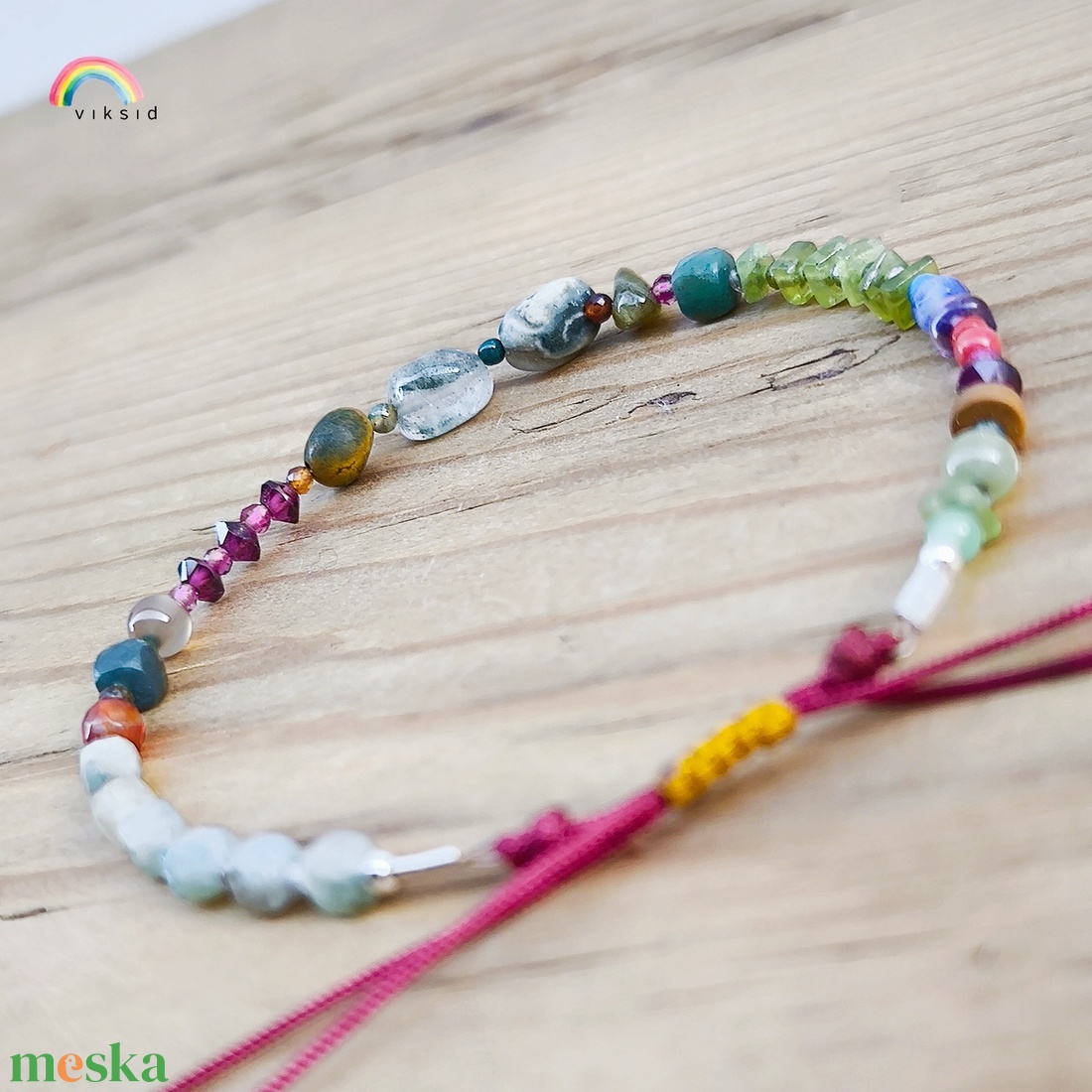 Színes ásvány karkötő - ékszer - karkötő - ásványkarkötő - Meska.hu