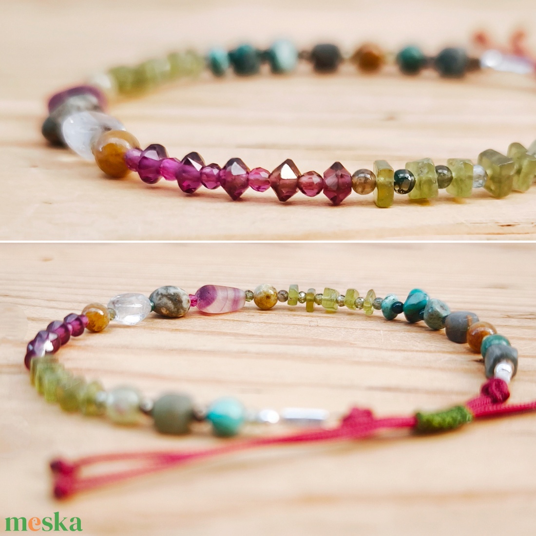 Színes ásvány karkötő - ékszer - karkötő - ásványkarkötő - Meska.hu