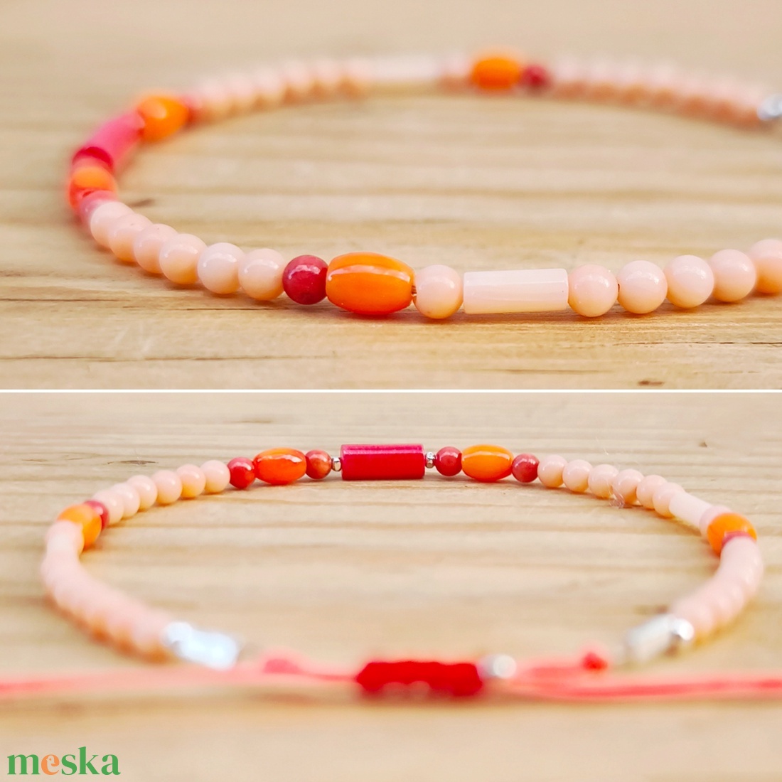 Korall karkötő - ékszer - karkötő - ásványkarkötő - Meska.hu